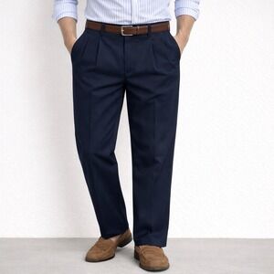 NWT Dockers Best Pressed Pleated Navy Dress Pants 32x30 Relaxed Classic Fit